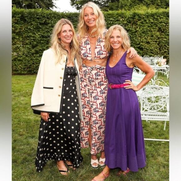 Doen Rosaria Silk Polka Dot Ruched Bust Midi Maxi Dress Solstice Sky Black - Picture 8 of 15